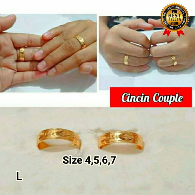 CINCIN XUPING COUPLE PRIA WANITA 2pcs MEWAH ELEGAN BAHAN LAPIS EMAS