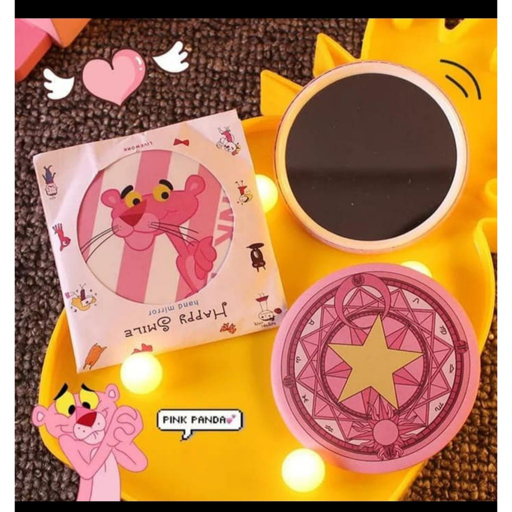 CERMIN BULAT MINI Portable Saku MAKE UP Kaca Rias Korean Hand Mirror BULAT