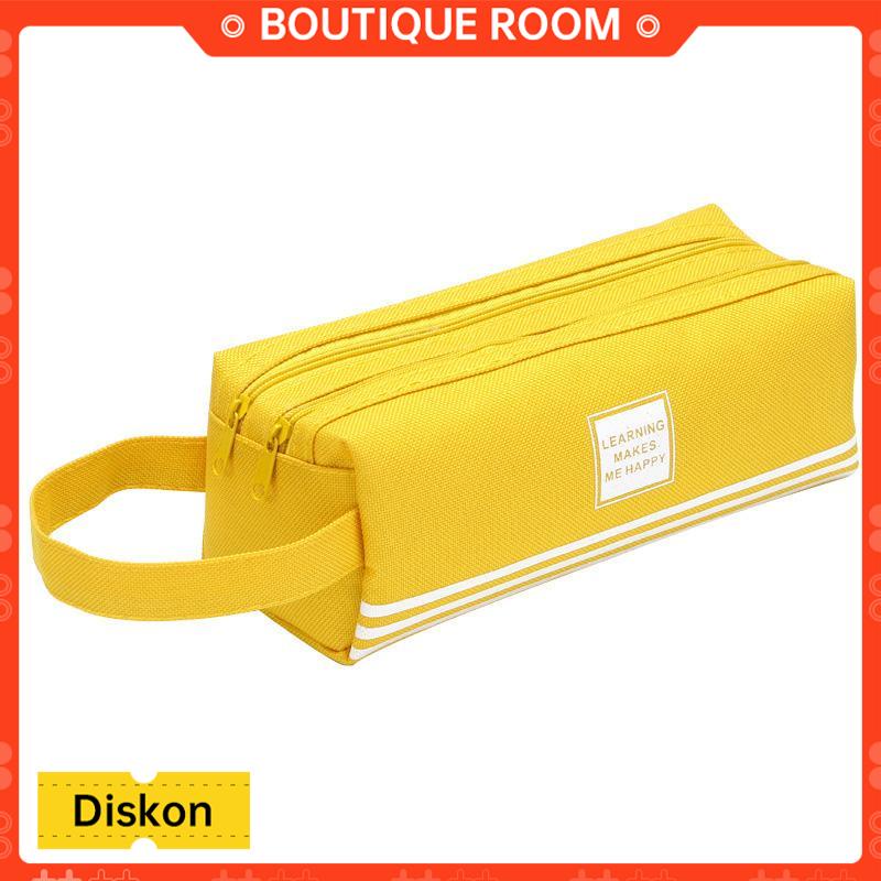 

Ready✨Kreatif Double-layer Kapasitas Besar Tas Pena Portabel Tas Alat Tulis Ritsleting Kain Oxford SederhanaBER