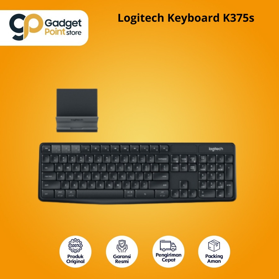 Keyboard Wireless Logitech K375s Multi-Device Wireless Keyboard &amp; Stand Combo - Garansi 1 Tahun