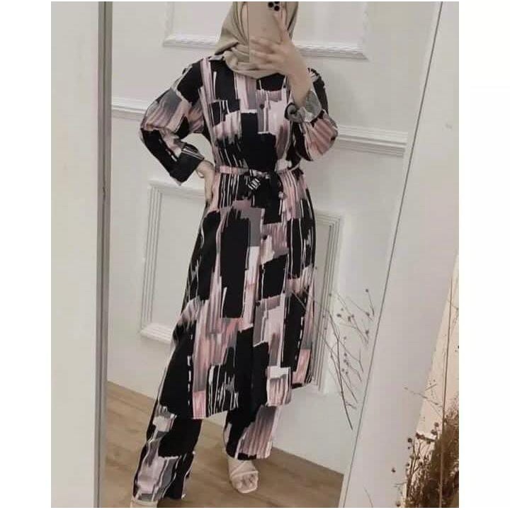 SETELAN TUNIK DUALIPA | SETELAN TUNIK | SETELAN TUNIK RAYON VISCOSE | TUNIK TERBARU | COD//Izdihaar_olshop