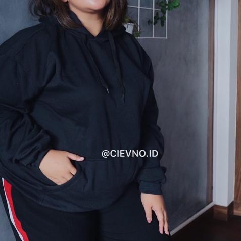 HOODIE JUMPER HITAM POLOS SIZE M - XXXL