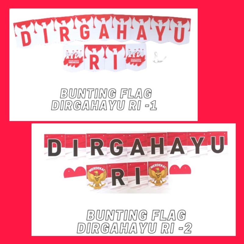 BANNER GANTUNG BUNTING FLAG 17 AGUSTUS DIRGAHAYU HUT RI MERAH PUTIH - DEKORASI HIASAN RUANGAN INDEPENDENT DAY INDONESIA