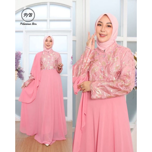 GAMIS CINTA // BAHN TILLE BORDIR MIX CERUTY BABYDOLL // HIASAN PAYET // By Pelamina Biru