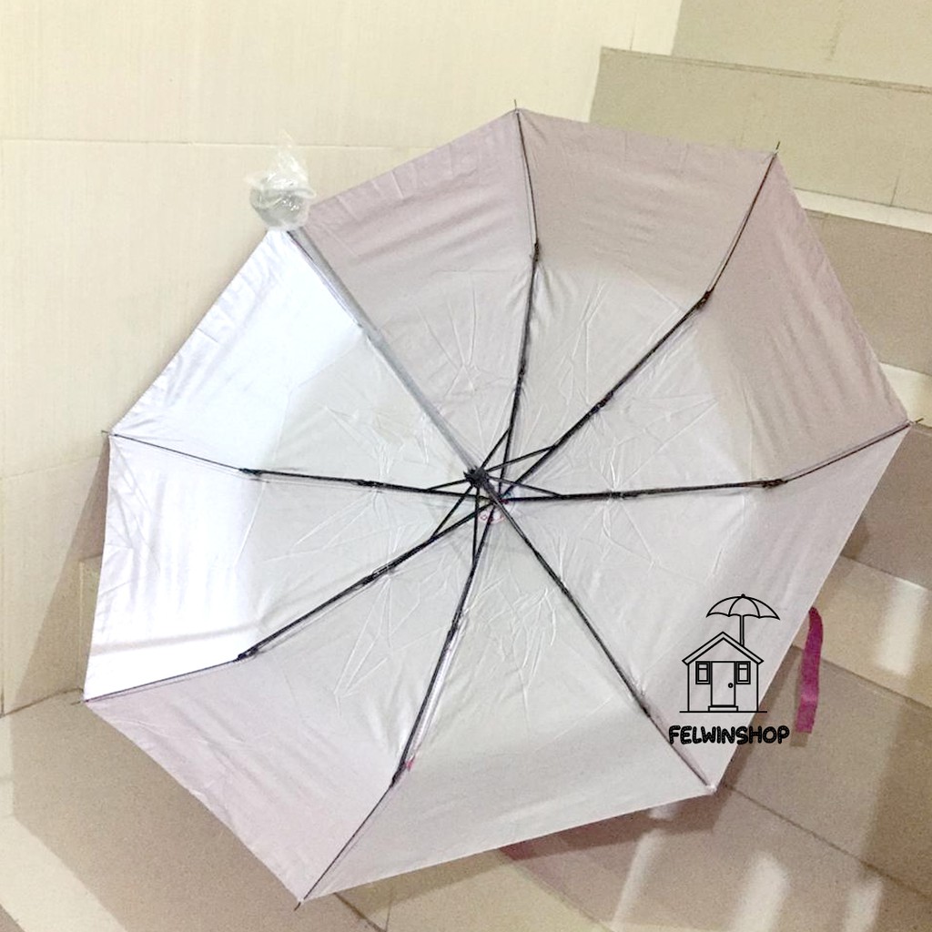 FELWINSHOP Payung Lipat Polos Warna Dalam Silver Murah!!! Payung Promosi Nagoya