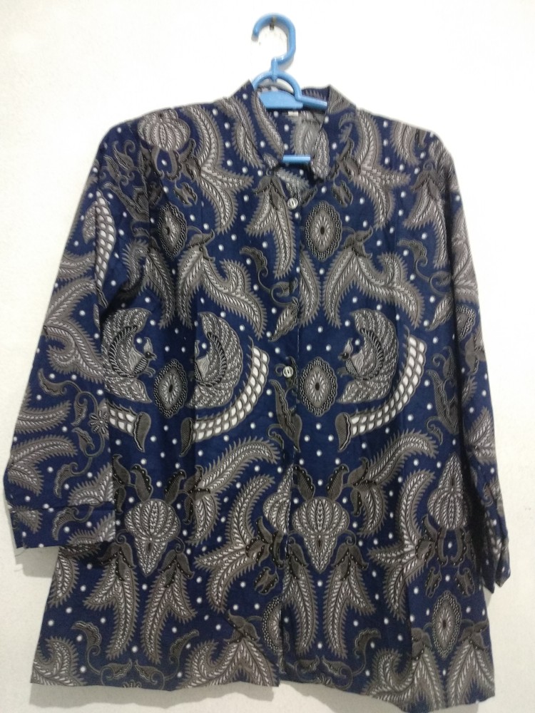 Xc Blouse Stripy Fresia Putih Hitam Salem Softblue Dark Grey Blouse H8928q Ruffle Batik Blouse