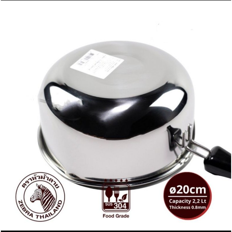 Sauce Pan ZEBRA 20 Cm 166306 Stainless Steel - Panci Stainless - Saucepan