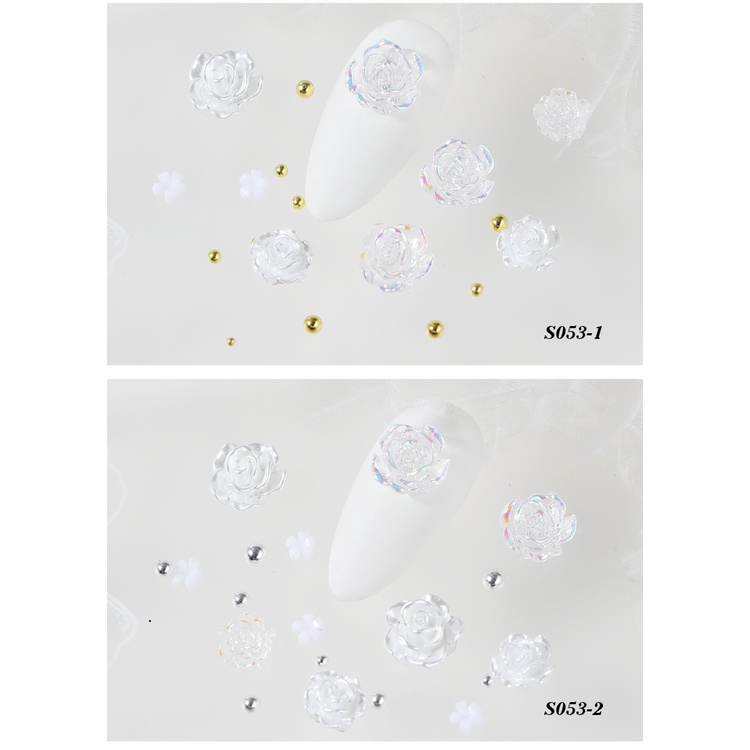 【 COD 】 Beauty Orname Mutiara BUNGA/Berlian Imitasi 3d Bahan Metal Gaya Jepang Untuk Dekorasi Nail Art