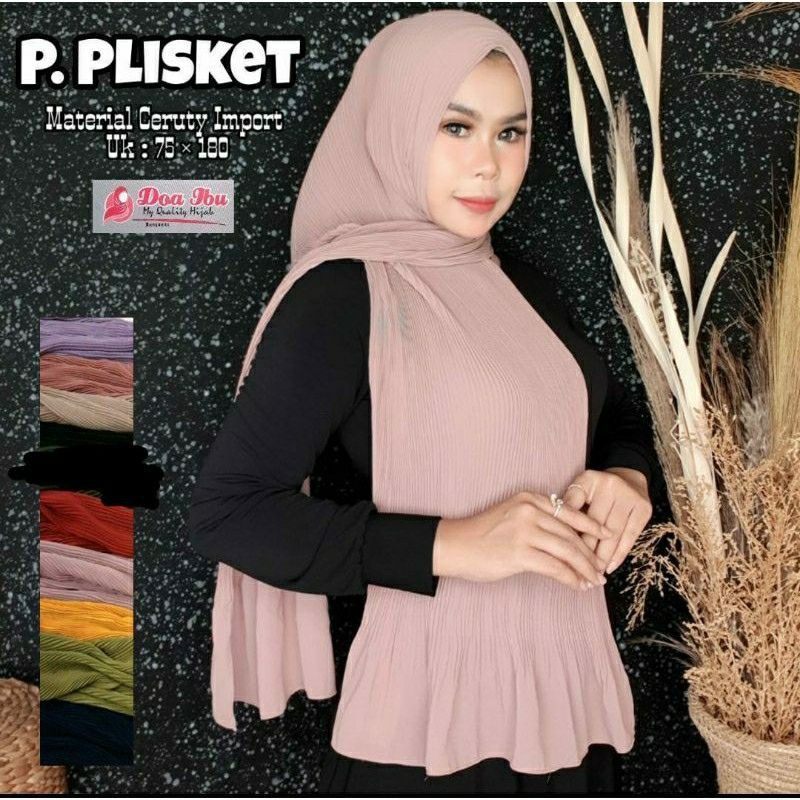 Pashmina Plisket Ceruty Babydoll Original Doa Ibu(DOI)