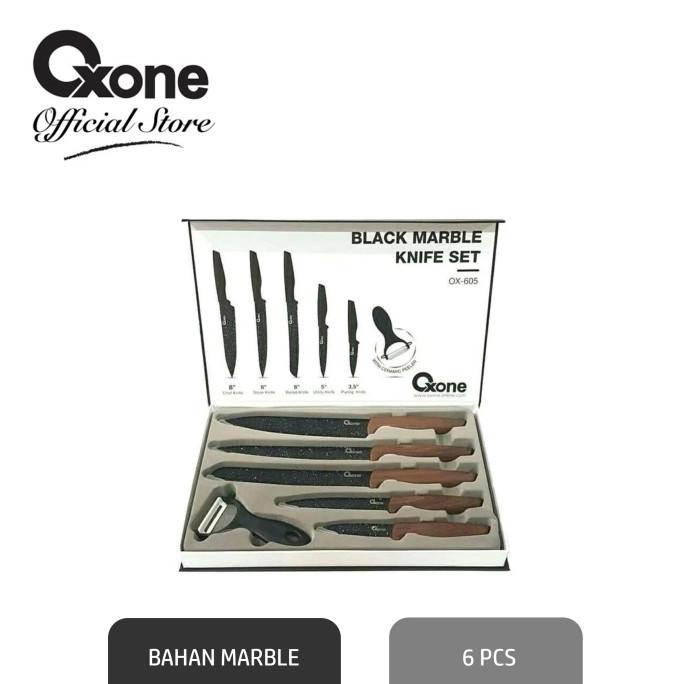 

PROMO Oxone OX605 Pisau Set Tajam Black Marble Knife Set Dengan Pengupas MURAH