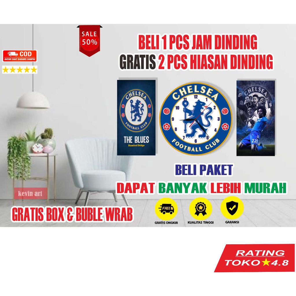 JAM DINDING MINIMALIS LOGO CHELSEA KLUB BOLA INTERNASIONAL UNIK KEREN DAN MEWAH AESTHETIC HOBI KOLEKSI PAJANGAN DINDING DEKORASI RUANG TAMU KALIGRAFI BESAR ARTISTIK KAYU CUSTOM TEMPEL TEMBOK TERLARIS DISKON BISA BAYAR DITEMPAT POSTER DINDING PERNAK PERNIK