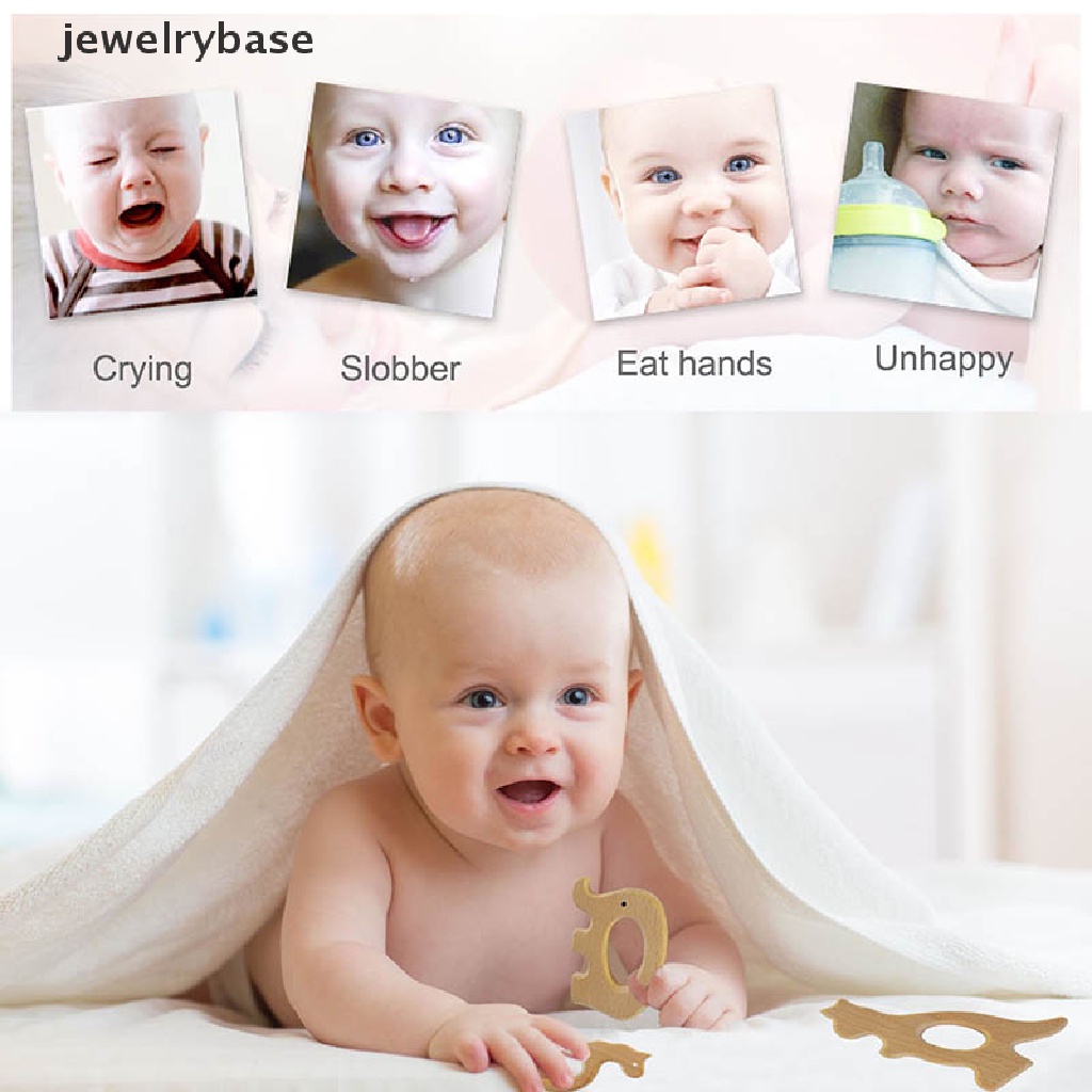 Jewelrybase Mainan Teether Bayi DIY Bentuk Kartun Hewan Bahan Kayu