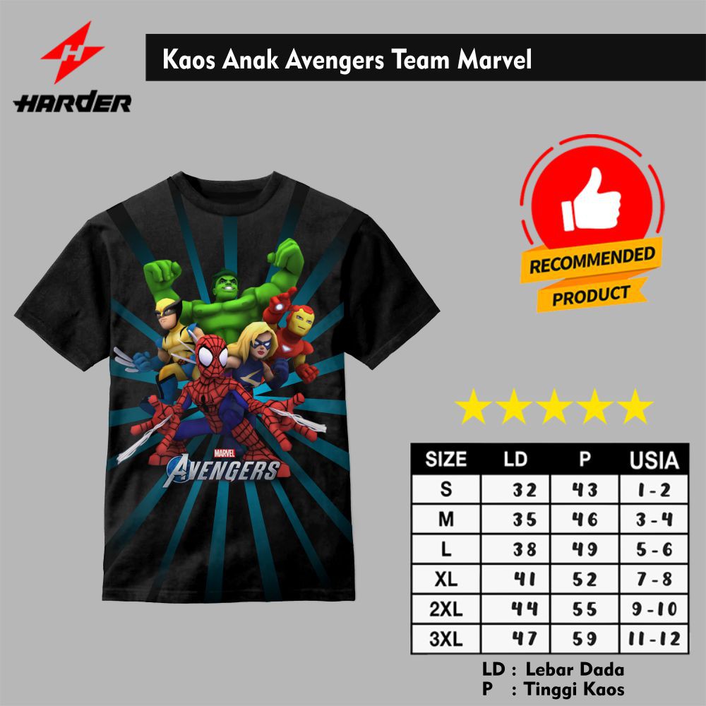 Kaos Anak Avengers Team Marvel - Zipzip