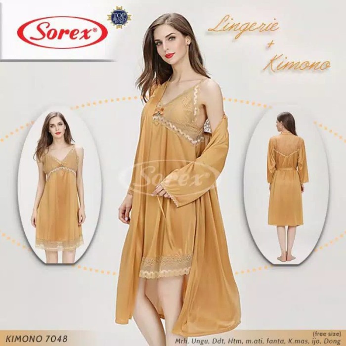 Baju Tidur - Set Kimono + Lingerie Satin Exclusive Premium Sorex Bt 7048