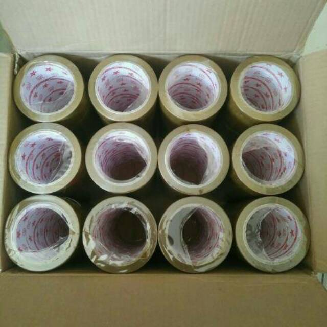 

Lakban OPP Coklat & Bening "STAR TAPE" 90 yard Qty. 72 roll/dus Size 2 Inch (GOSEND/GRAB ONLY)