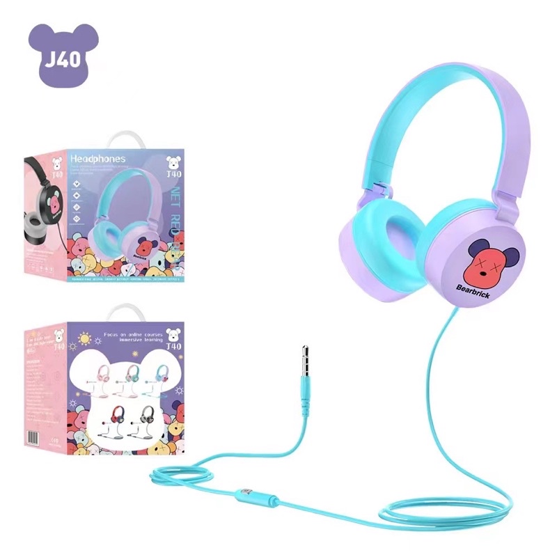 [ J-40 BEARBRICK ] HEADPHONE BANDO BEARBRICK SO CUTE /HEADSET MUSIC PHONE EXTRA BASS