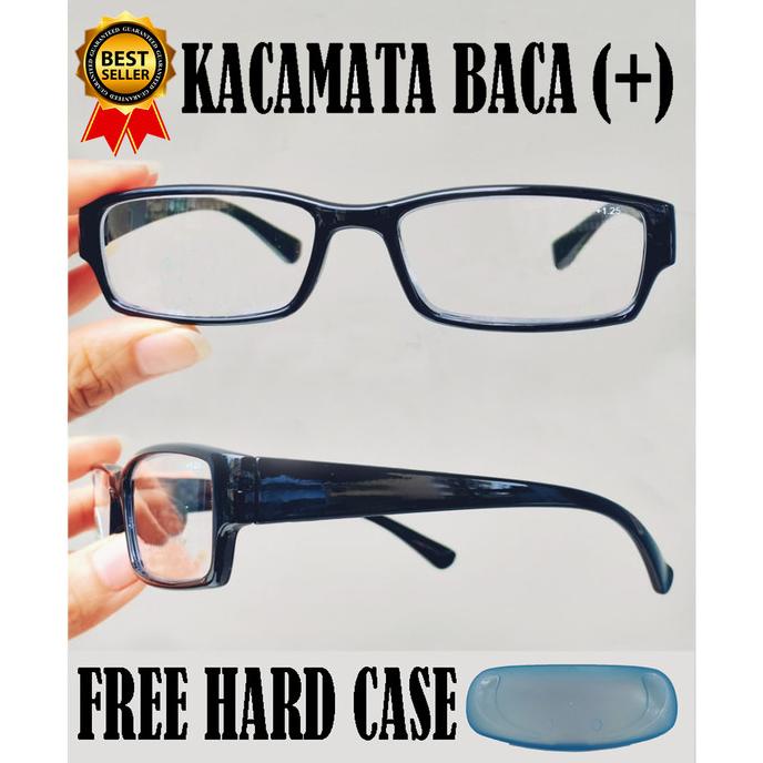 Kacamata Plus (+) Baca Lensa Dobel Baca Dan Jalan - Hitam FREE CASE