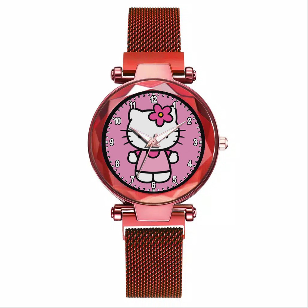 Jam Tangan Wanita Custom - HELLO KITTY Free Box &amp; Batre Cadangan