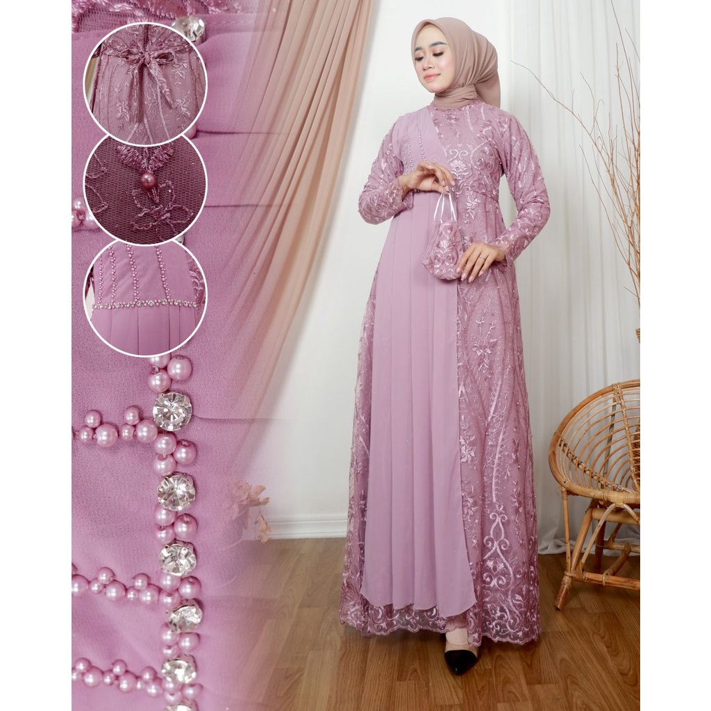 By Sierra Butik / Kebaya Gamis Aura NK / Kebaya Gamis Modern / Gamis Pesta Mewah / Gamis Kondangan / Kebaya Modern