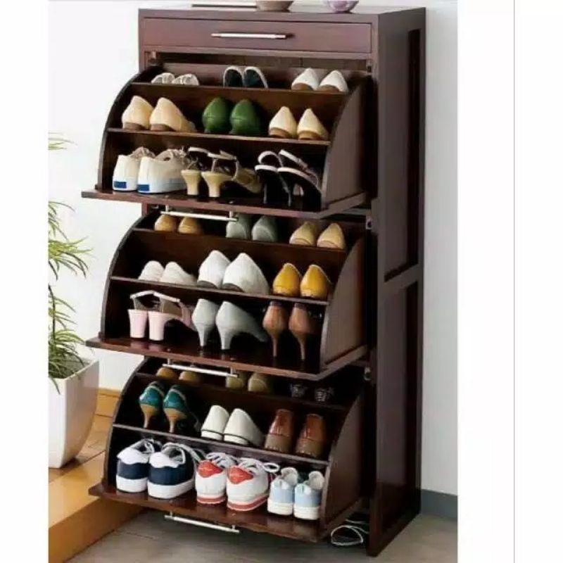 RAK SEPATU MINIMALIS FURNITURE KAYU JATI