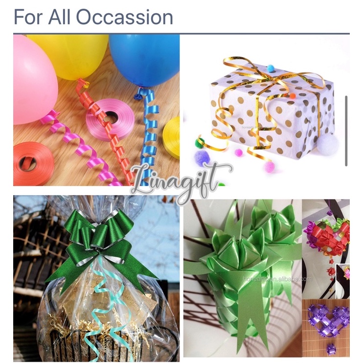 ( Rol 100 Yard ) PITA JEPANG POLOS 0.5 CM - CURLY RIBBON UNTUK PENGIKAT BALON ATAU HIASAN KADO HAMPERS SOUVENIR GOODIE BAG / DEKORASI RUANGAN PESTA - WARNA DIKIRIMKAN RANDOM