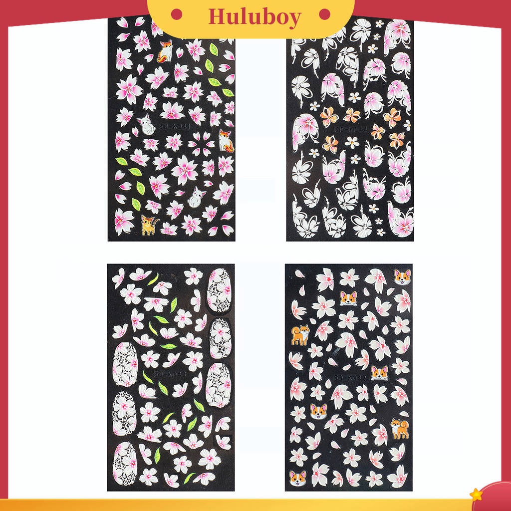 Huluboy Huluboy♡ Stiker Kuku Desain Bunga Warna-Warni Untuk Pesta
