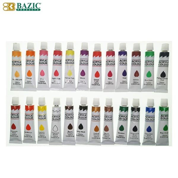 

Bazic Acrylic Paint Set 24 Colours 12ml - Cat Akrilik
