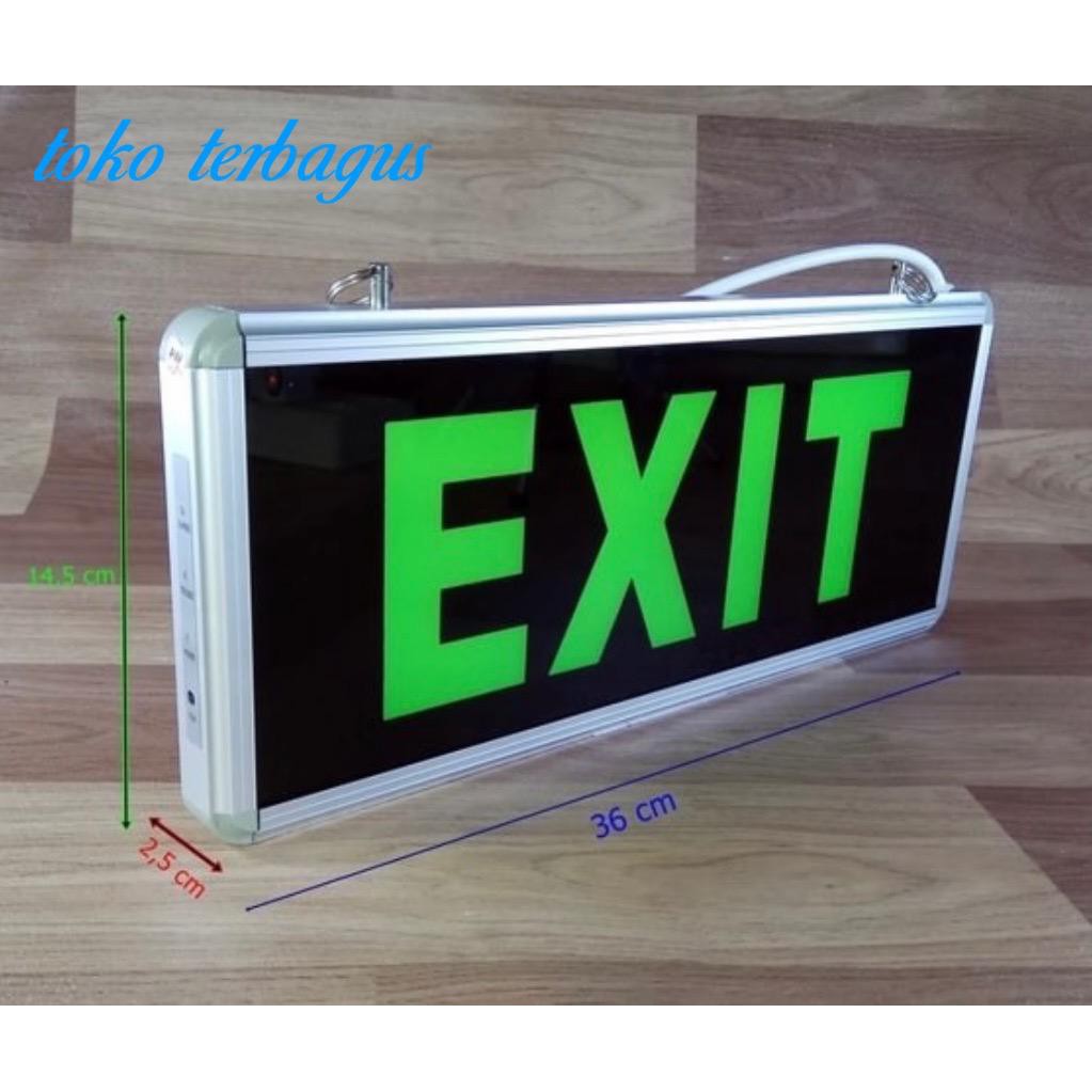 Lampu EXIT LED / Lampu petunjuk darurat Emergency EXIT Lamp 2sisi kaca