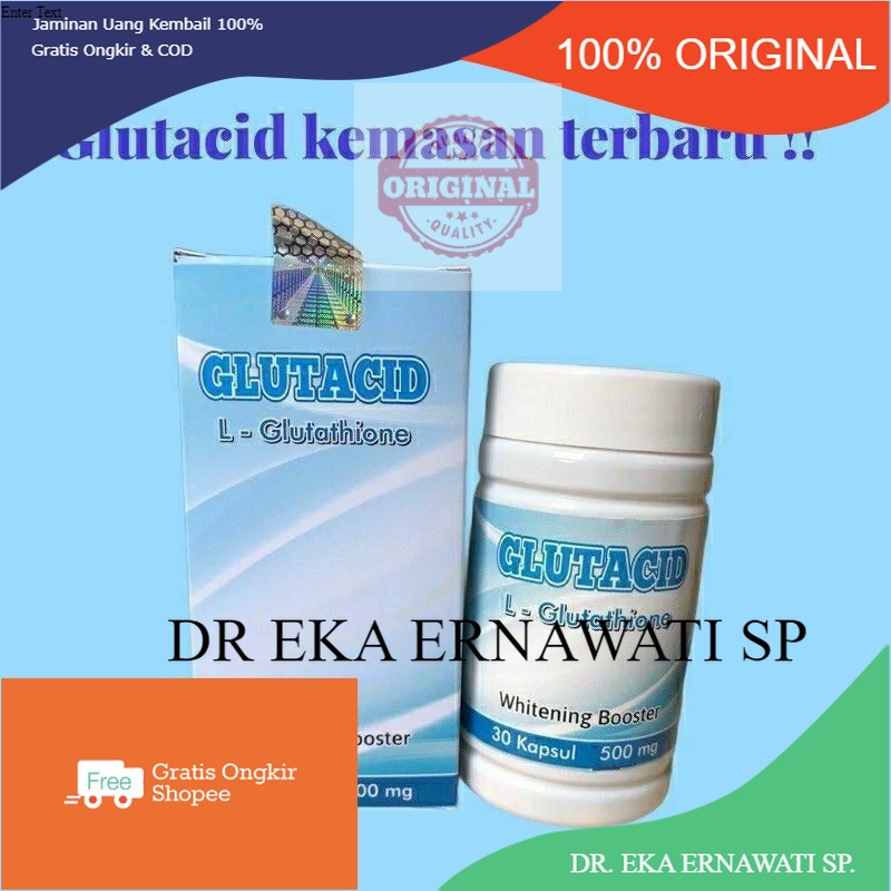 100% ASLI GLUTACID L-Glutathione Whitening Booster 100% Original New Obat Glutacid Suplemen Pemutih Kulit Dijamin original (CP4) Asli original