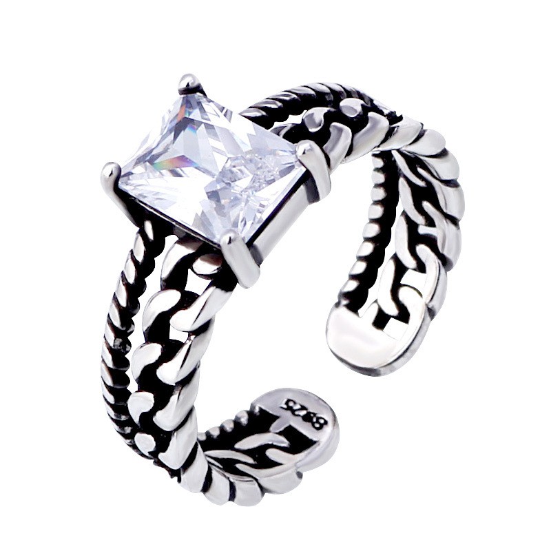 Cincin Sterling Silver 925 Model Rantai Lilit Gaya Vintage Thailand Adjustable Untuk Wanita