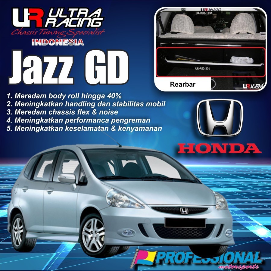 Aksesoris Stabiliser Strutbar ULTRA RACING Rearbar H Jazz GD GD3 05+