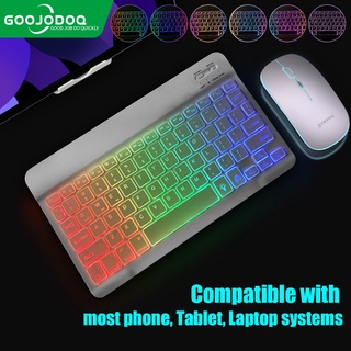 GOOJODOQ 10 Inch Backlit Backlight Wireless Keyboard And Mouse LED Colorful Bluetooth Keyboard For iPad Laptop Android iPhone