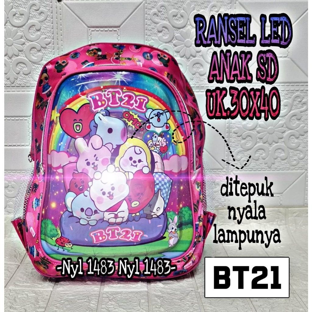 &quot;aurabagss&quot; - Tas Anak Tas Ransel Anak Motif Printing LOL LED &amp; BOBA Backpack Anak Perempuan Sekolah PAUD / TK / SD Baru 2023