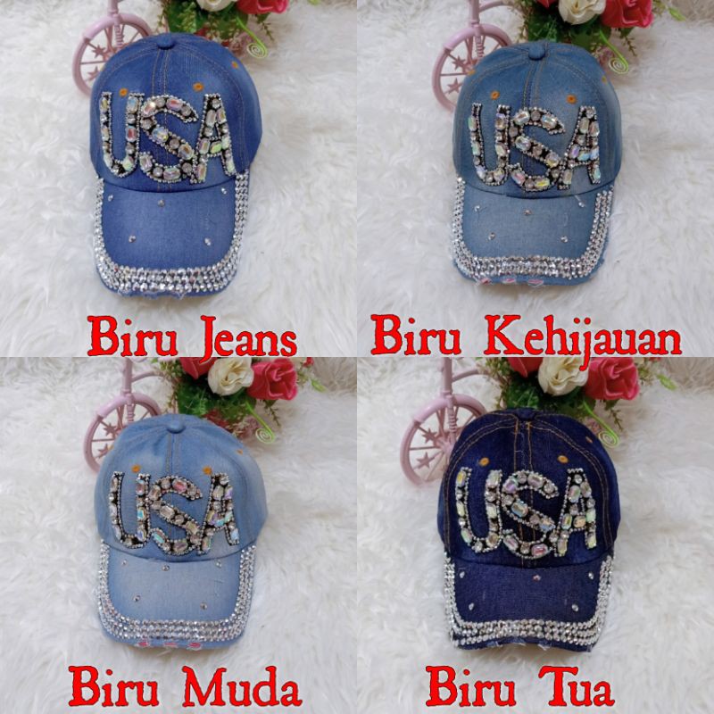 Topi Baseball Jeans USA Motek Blink/Topi Jeans import/Topi dance(Real Pic)
