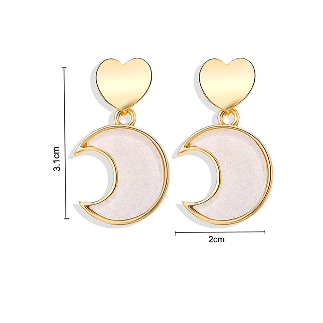 LRC Anting Tusuk Fashion Pink Love Sequin Earrings F91399