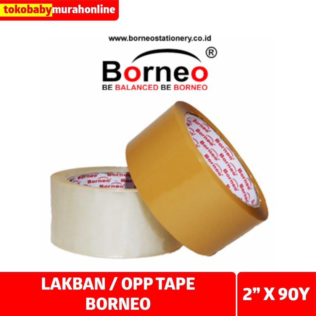 OPP tape BORNEO / Lakban BORNEO Bening / Coklat 2inch per pcs