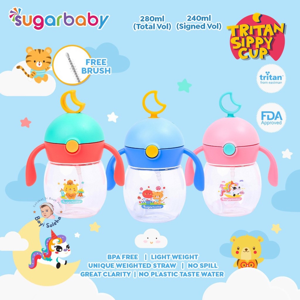 (BS) Sugar Baby Botol Minum Bayi TRITAN Sippy cup MOON - STAR