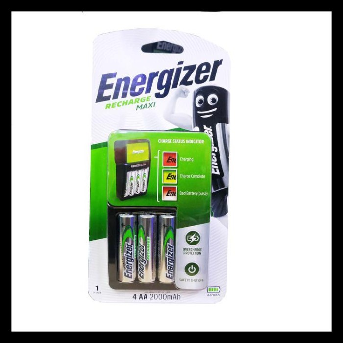 Charger Baterai AA / AAA + 4 Baterai AA 2000 mAh Energizer Maxi Original