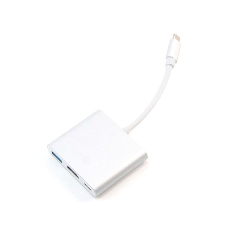 CONVERTER TYPE-C TO HDMI 3 IN 1 - TAMBAHAN PORT USB 3.0 &amp; TYPE-C UNTUK CHARGER - CONNECTOR COLOKAN TYPE C KE HDMI TERMURAH - TEKNO KITA