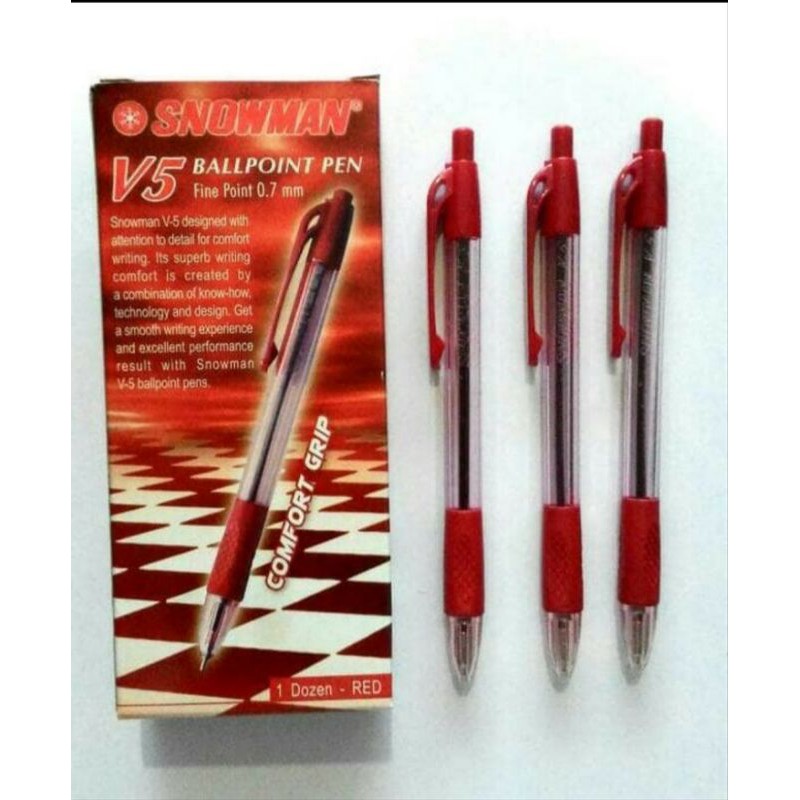 

PULPEN BALLPOINT PEN CETEK SNOWMAN V5 WARNA MERAH GROSIR TERMURAH