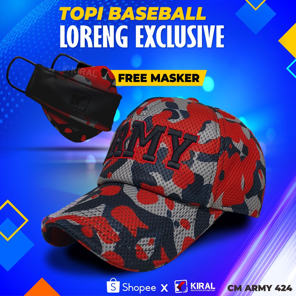 Topi Pria Original Distro Cowok Keren Dewasa Baseball Unisex Gratis Masker Kain 2ply Camo Premium