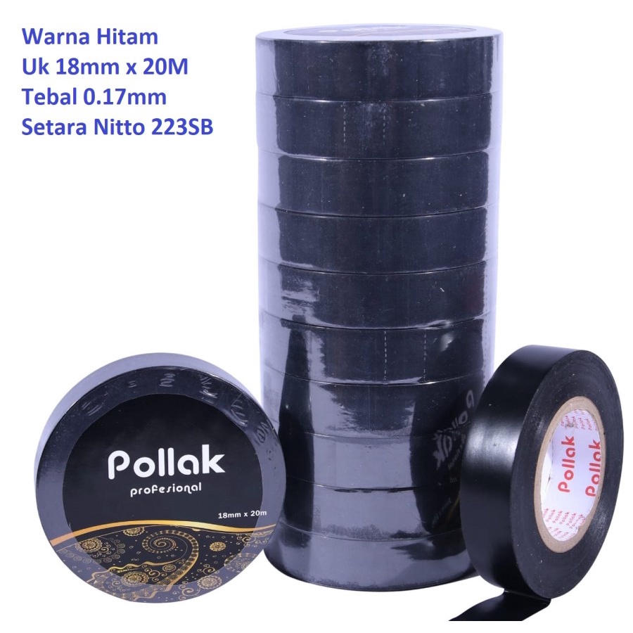 Isolasi Listrik Profesional Pollak Electrical Tape Berkualitas Tersedia Varian Warna