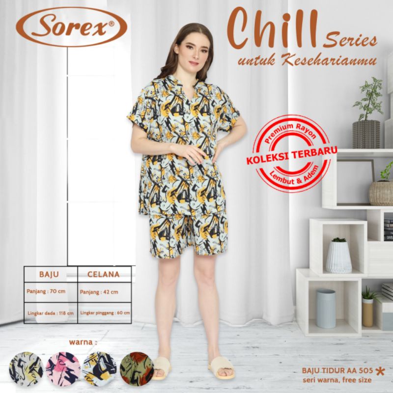 Sorex Baju tidur AA505 BB505 (1 set atasan+celana) chill series rayon premium piyama