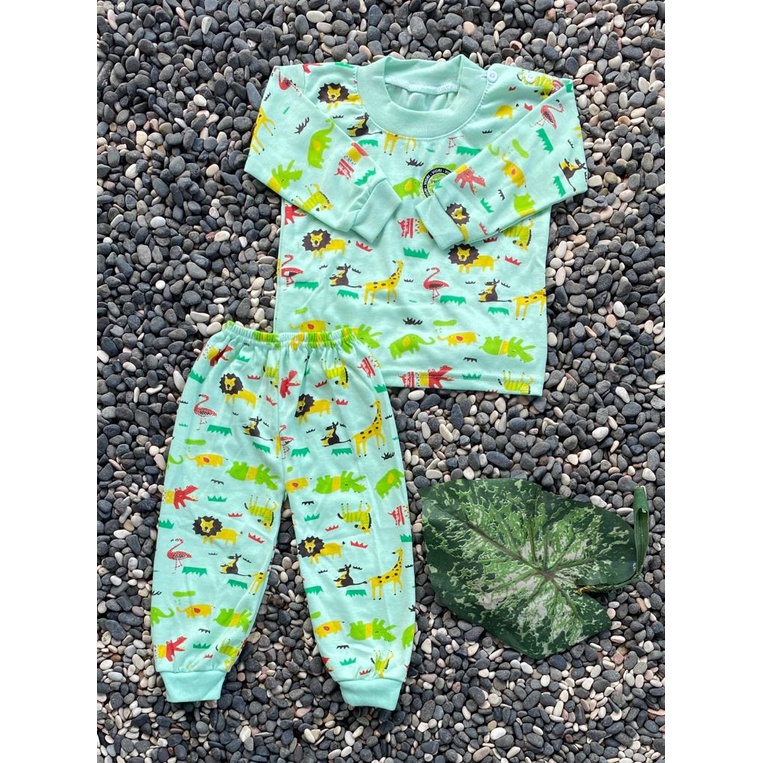 stelan baju bayi laki laki perempuan murah lucu motif zoo 3-12 bulan (ONE SIZE)