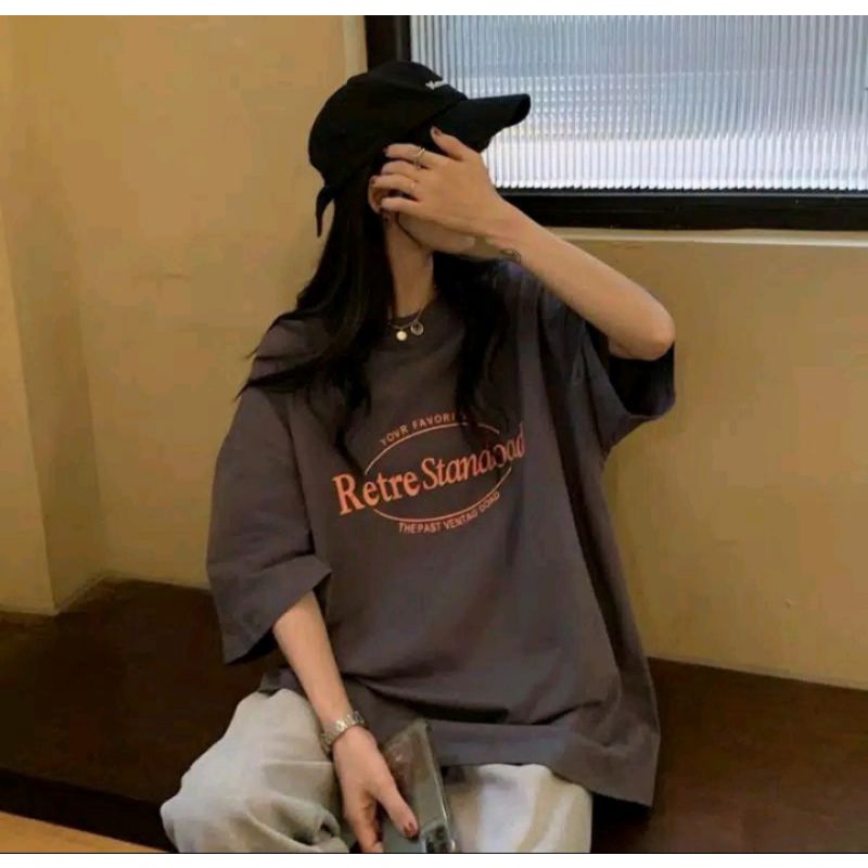 KAOS WANITA OVERSIZE  JUMBO LD 120  ABU PINK PUTIH