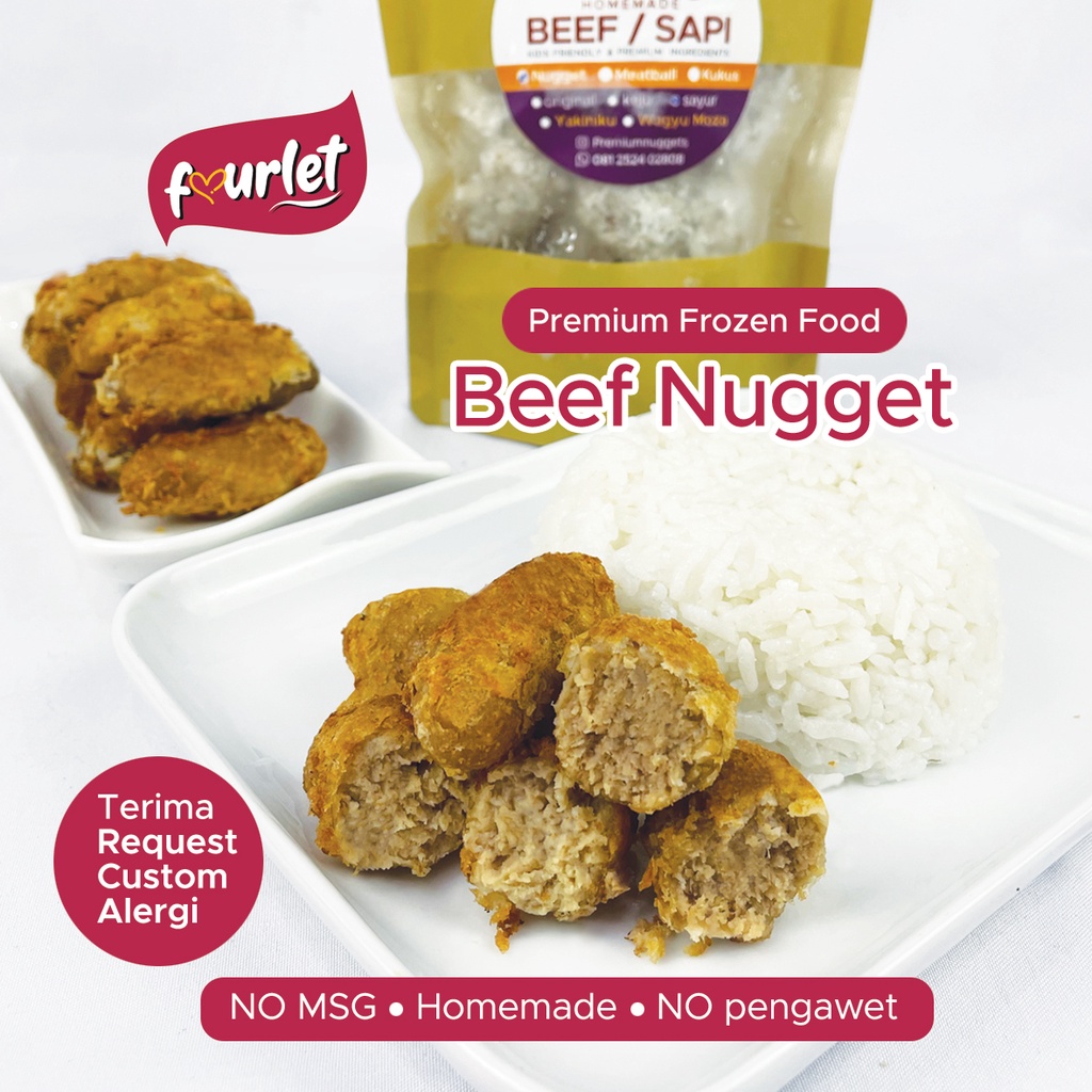 

Fourlet Frozen Beef Nugget / Nugget sapi ( NO MSG / NO pengawet )