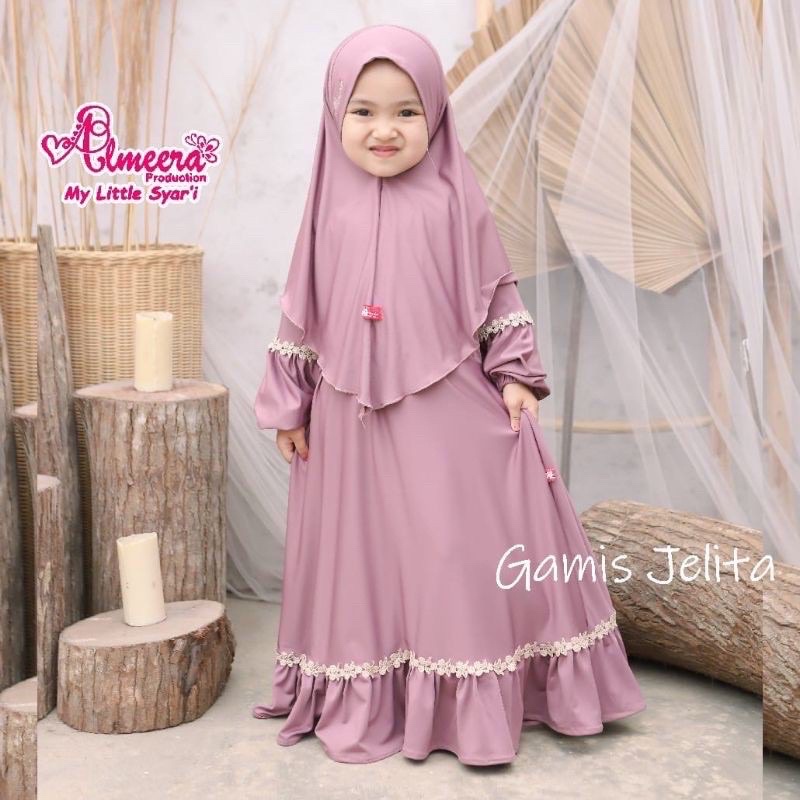 GAMIS ANAK ARUMI + JILBAB 1-12thn bahan jersy tebal