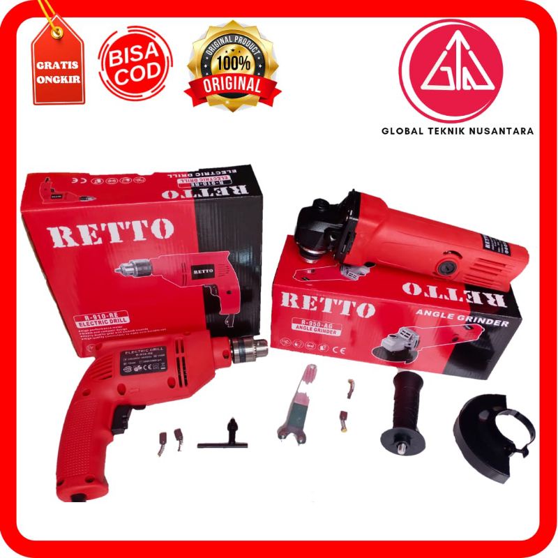 Paket Gerinda 4" +Bor 10mm RETTO