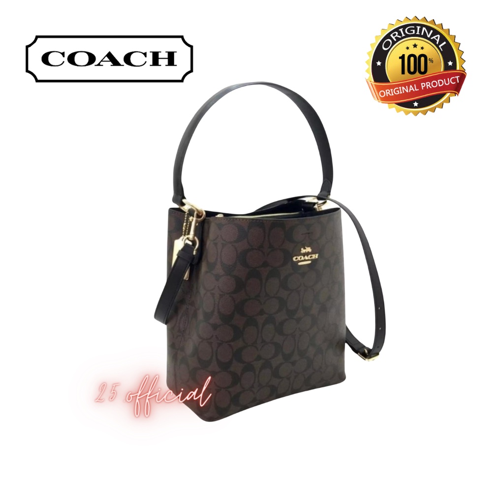 COACH Town Bucket Bag In Signature Canvas Brown / Tas Coach Original / Tas Wanita Asli