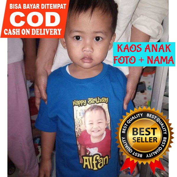 Cetak FOTO Baju Kaos Bayi dan Anak Lengan Pendek / Kaos Anak Foto Lucu Bisa Satuan Gambar Sendiri